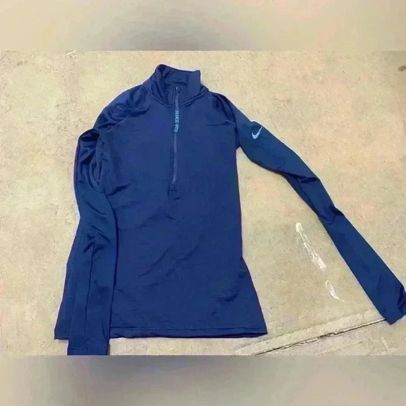 Nike Pro Women's Hyperwarm Half Zip Pullover Navy Blue SMALL - Picture 3 of 6